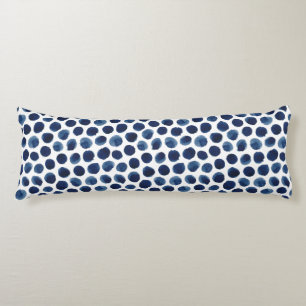Large Indigo/Blue Watercolor Polka Dot Pattern Body Cushion