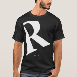 Large Initial Modern Typography Black T-Shirt