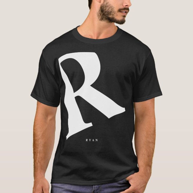 Large Initial | Modern Typography | Black T-Shirt (Front)