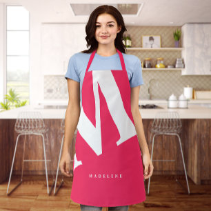 Large Initial Modern Typography Pink Apron