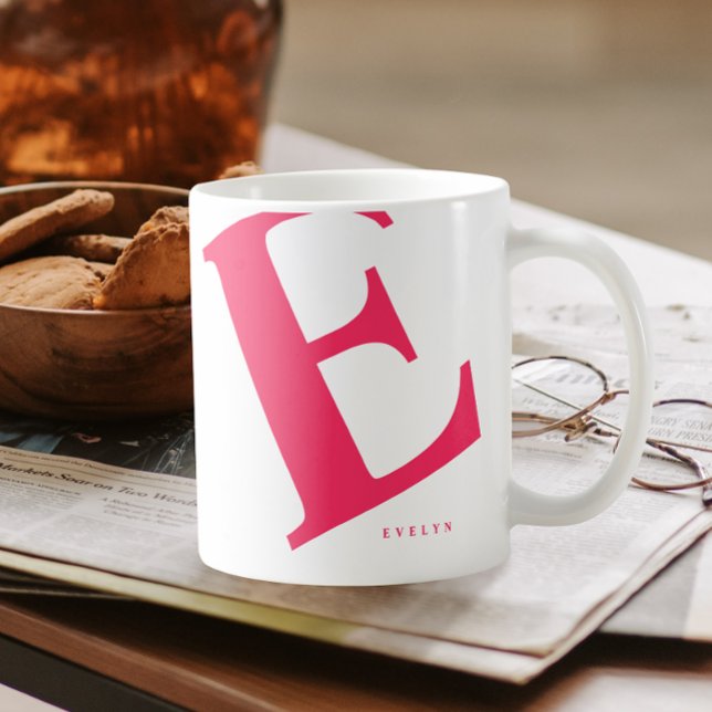 Large Initial | Modern Typography | Pink Coffee Mug (Creator Uploaded)