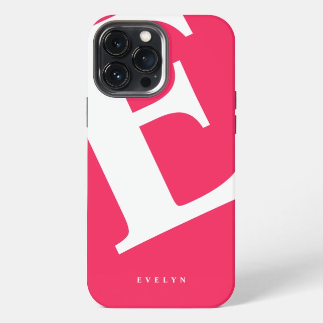 Large Initial | Modern Typography | Pink iPhone Case (Back)