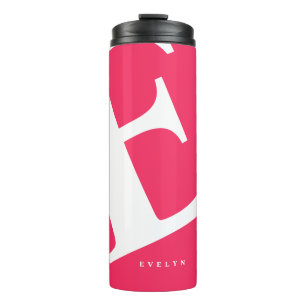 Large Initial Modern Typography Pink Thermal Tumbler