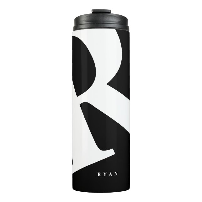 Large Initial | Modern Typography | Pink Thermal Tumbler (Front)