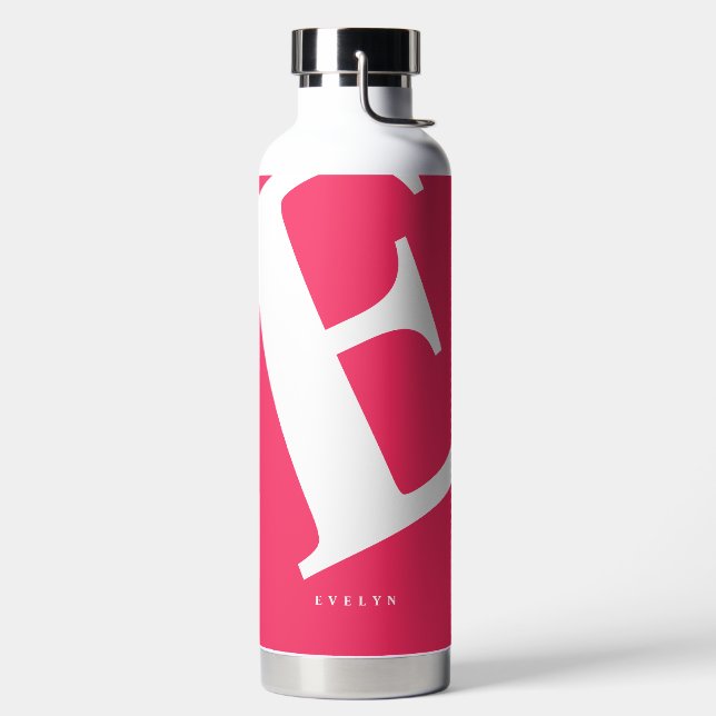 Large Initial | Modern Typography | Pink Water Bottle (Left)
