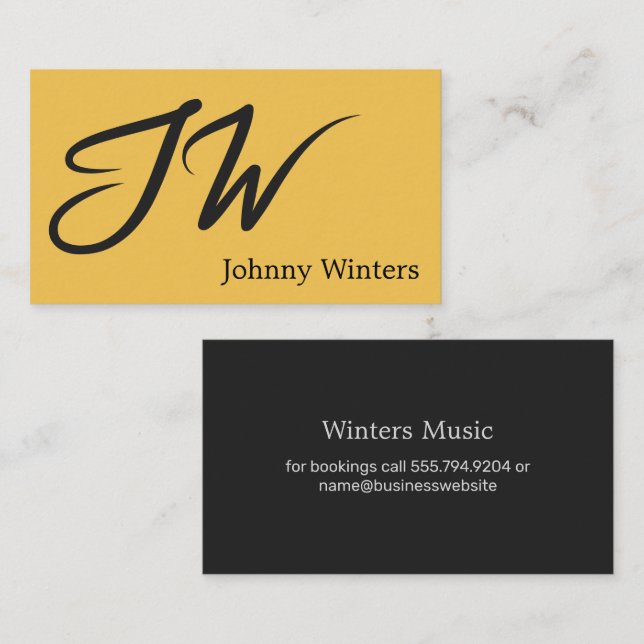 Large Initials | Handwritten Type  Business Card (Front/Back)