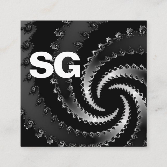 Large Initials - Square - Dark Vortex Square Business Card (Front)