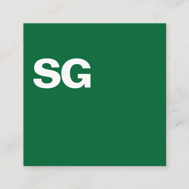 Large Initials - Square - Forest Green Square Business Card (Front)