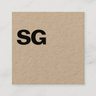 Large Initials - Square - Kraft Square Business Card