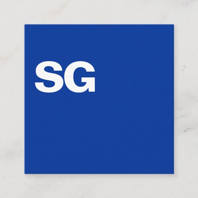 Large Initials - Square - Navy Blue Business Card (Front)