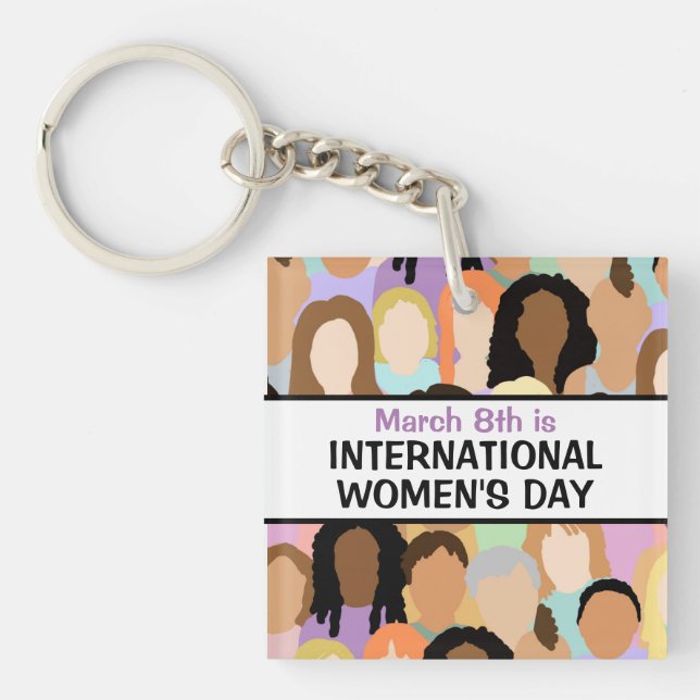 Large International Women's Day - March 8th  Key Ring (Front)