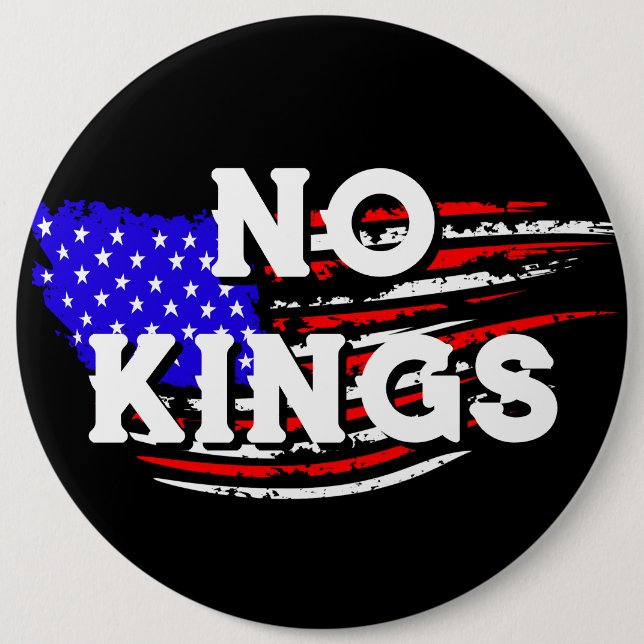 Large Jumbo-Sized No Kings | Anti-Trump Protest 6 Cm Round Badge (Front)