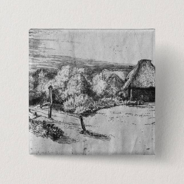 Large Landscape with a Tower, c.1650 15 Cm Square Badge (Front)