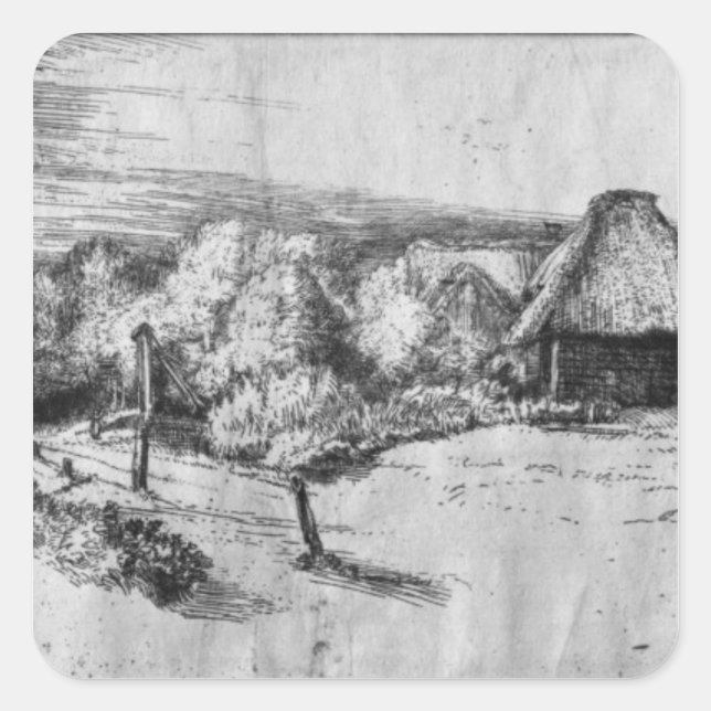 Large Landscape with a Tower, c.1650 Square Sticker (Front)