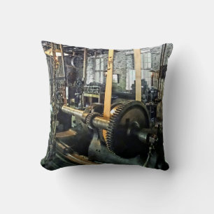 Large Lathe in Machine Shop Cushion
