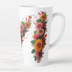Large Latte Mug 17oz - Floral Explosion Design