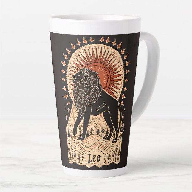 Large Latte Mug Leo Celestial Zodiac Art (Right Angle)