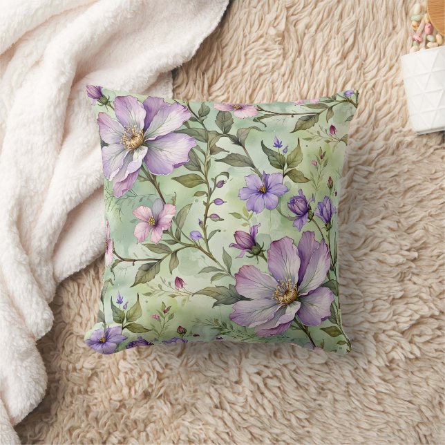 Large Lavender Flowers on Mint Cushion (Blanket)