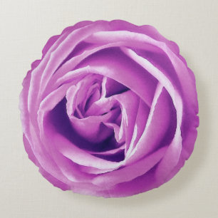 Large Lavender Rose Print  Round Pillow