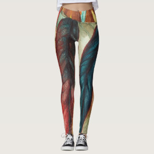 large leaf shapes in contempory autumn colours leggings