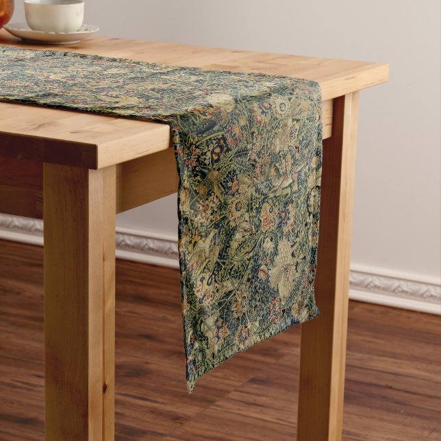 Large Leaf Verdure & Animals Renaissance Tapestry Short Table Runner (In Situ)