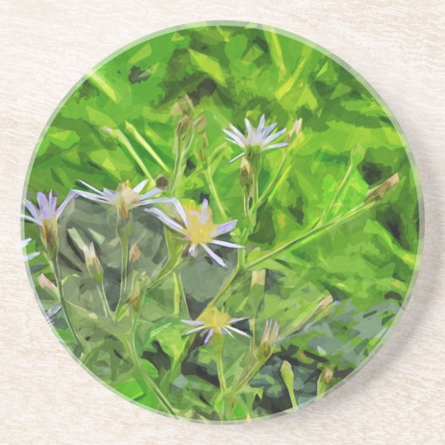 Large Leaved Purple Aster Among Ashes Abstract Coaster (Front)