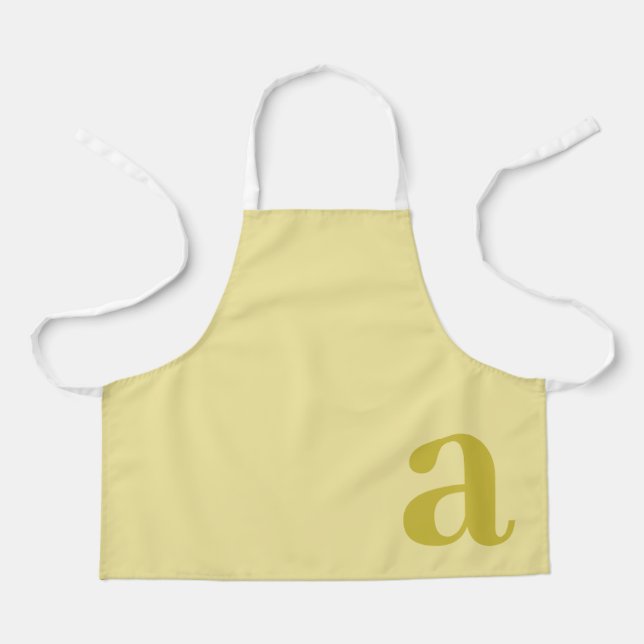Large Letter Monogram Pale Yellow Minimalist Apron (Front)