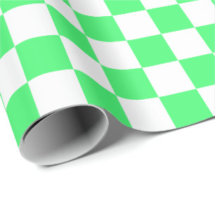 Large Light Green and White Checks Wrapping Paper