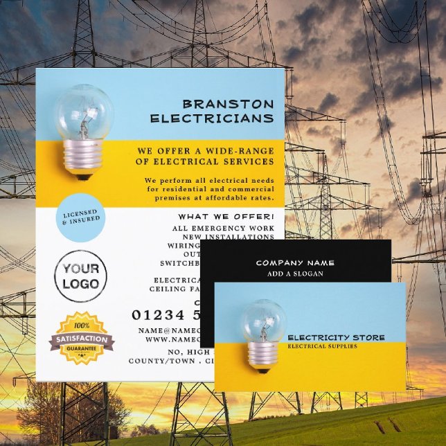 Large Lightbulb, Electrician Business Card (Creator Uploaded)