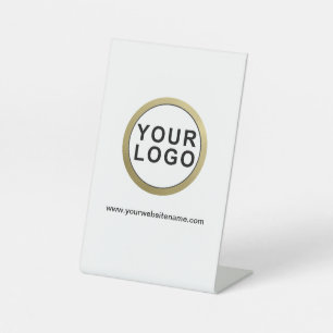Large Logo Professional Minimalist White Pedestal Sign