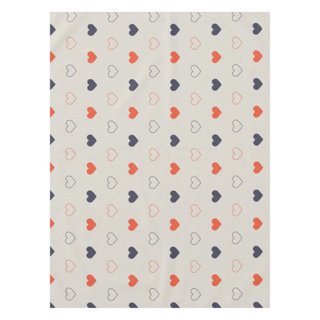 Large - Lovely hearts / orange cream dark Tablecloth (Front)