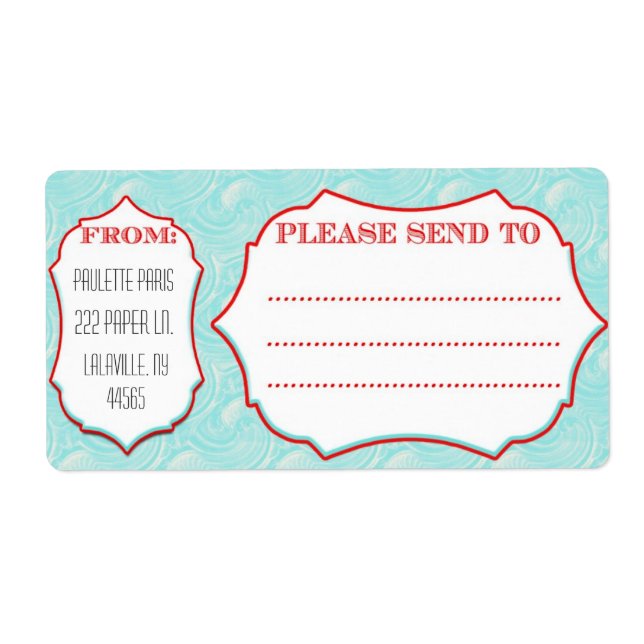 Large Mailing Labels Aqua Wave (Front)