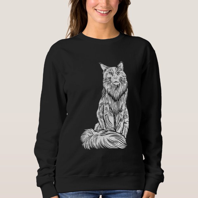 Large Maine Coon Cat With Fluffy Long Coat Sweatshirt (Front)