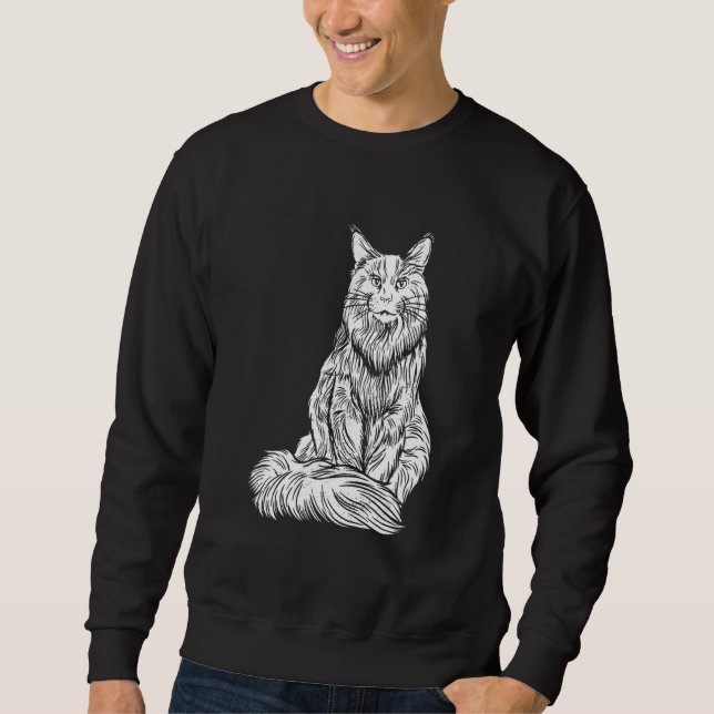 Large Maine Coon Cat With Fluffy Long Coat Sweatshirt (Front)