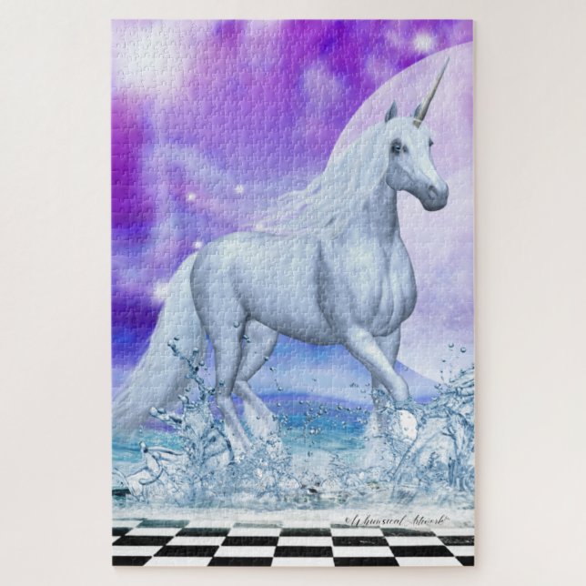 Large - Majestic Unicorn Dancing in the Water  Jig Jigsaw Puzzle (Vertical)
