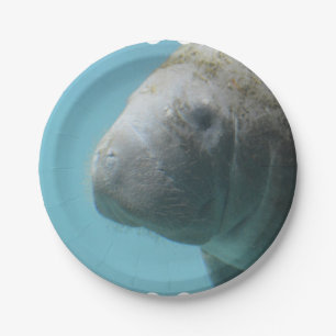 Large Manatee Underwater Paper Plate