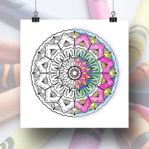 Large Mandala Adult Colouring Poster