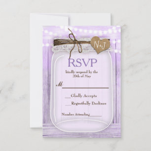 Large Mason Jar & Lights Lavender Purple RSVP