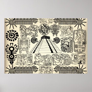 Large Mayan Symbols Poster