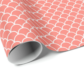 Large mermaid-scales in peach echo wrapping paper