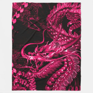 Large Metallic Pink Chinese Dragon Art Blanket