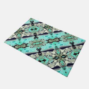 Large mirroring of aquamarine and grey shades thro doormat
