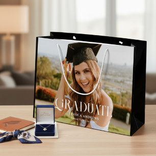 Large Modern Graduate Photo Script Gift Bag