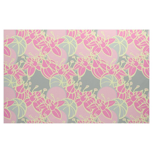large modern leaf, bud, and flower pattern fabric (Fat Quarter)