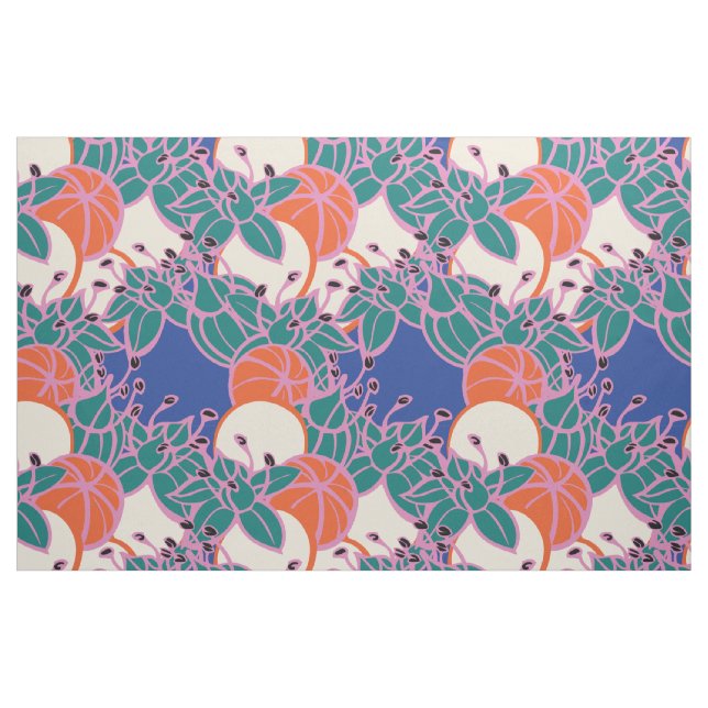 large modern leaf, bud, and flower pattern fabric (Fat Quarter)