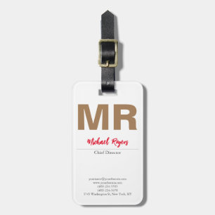 Large Modern Monogram Professional Luggage Tag