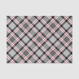 Large Modern Plaid, Black, White, Grey and Red Tissue Paper