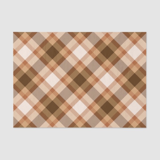 Large Modern Plaid, Brown, Beige, Copper, and Tan Tissue Paper (Front)