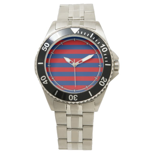 Large Modern Vibrant Horizontal Stripes Decor Watch (Front)