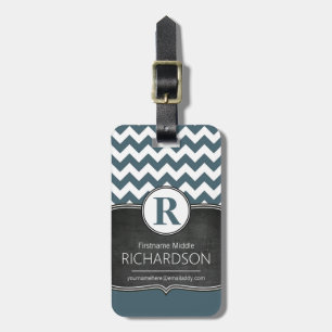 Large Monogram Chevron Personalised Luggage Tag